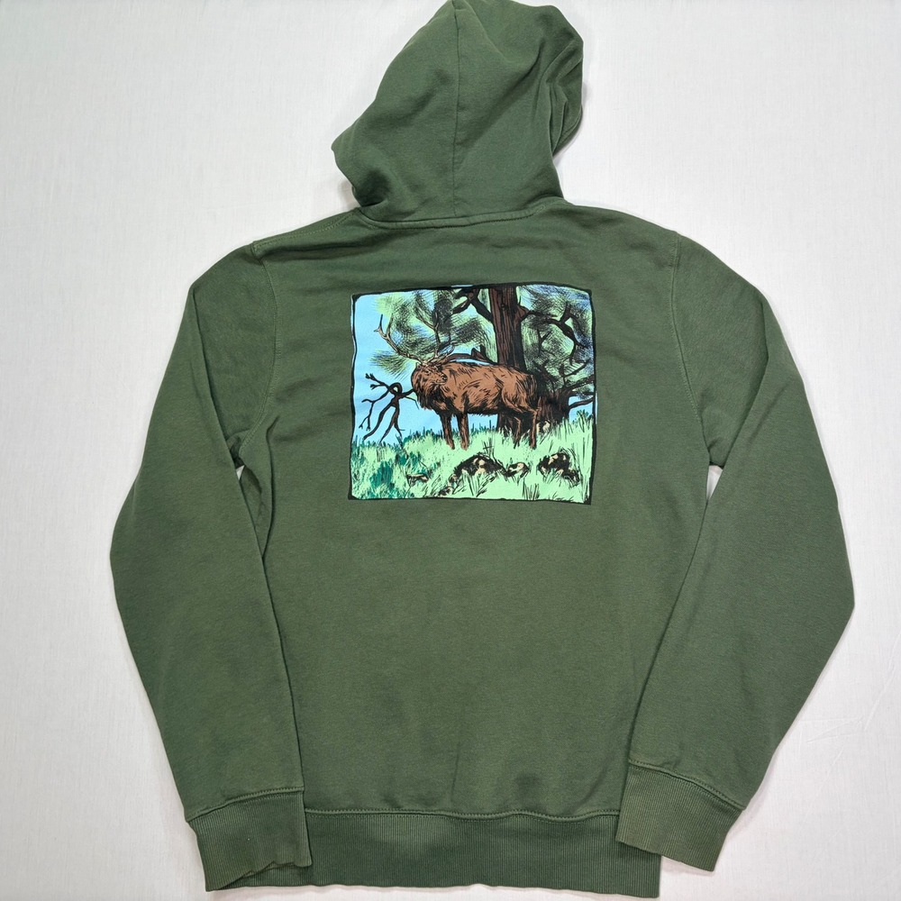 The North Face Mens Pullover Hoodie Elk Graphic Green Blue Small - Picture 4 of 6